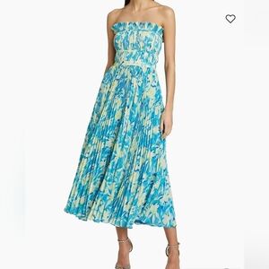 Amur Floral Scottie Pleated Strapless Midi Dress Size 14 NWT $548